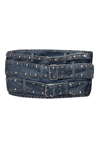Crop top bustier en jean - Bleu foncé