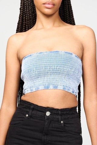 Crop top bustier en jean - Bleu clair
