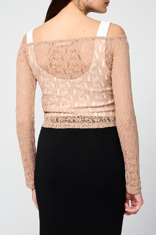 Top en dentelle Bardot - Beige