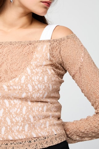 Top en dentelle Bardot - Beige