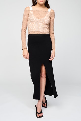 Top en dentelle Bardot - Beige