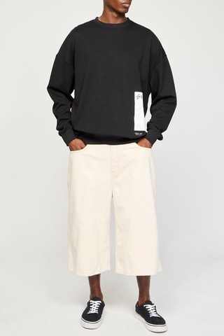 Bermuda super wide baggy en jean - Ecru