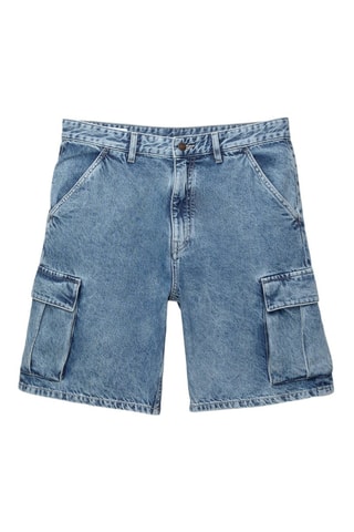 Bermuda cargo en jean - Bleu marine