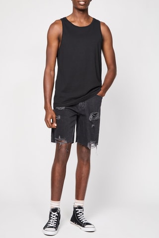 Bermuda straight en jean - Noir