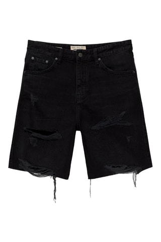 Bermuda droit en jean - Noir