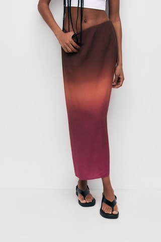 Jupe longue dip and dye - Marron et fuchsia