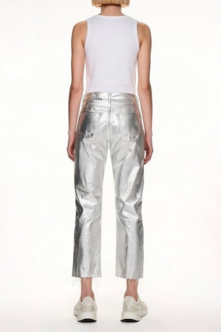 Pantalon straight - Argenté