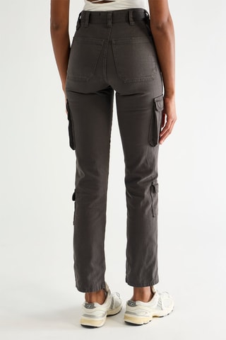 Pantaloni straight a vita alta - Grigio
