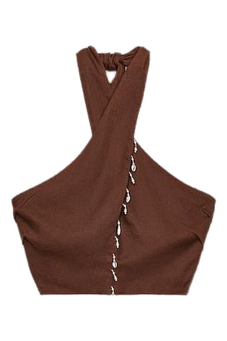 Top en lin - Marron