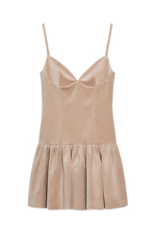 Robe patineuse en velours - Nude