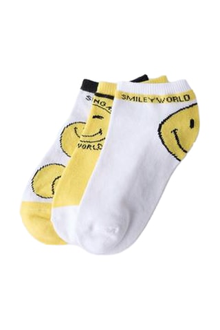 3 paires de socquettes - Blanc et jaune