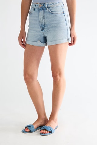 Short en jean taille haute - Bleu