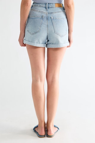 Short en jean taille haute - Bleu