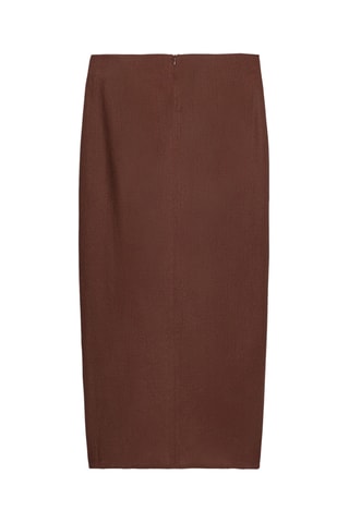 Jupe midi en lin - Marron