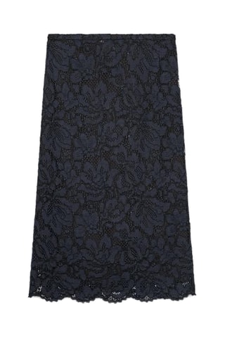 Jupe midi en dentelle - Noir