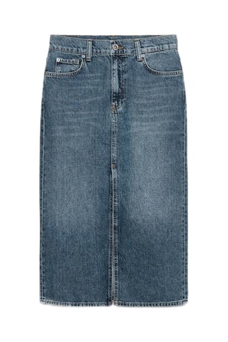 Jupe droite en jean - Bleu canard
