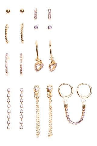 7 paires de boucles d’oreilles et 2 paires puces - Doré