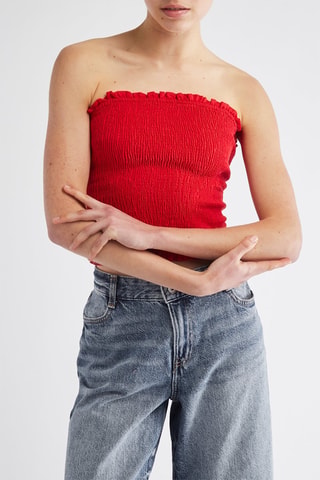 Top bustier en lin - Rouge