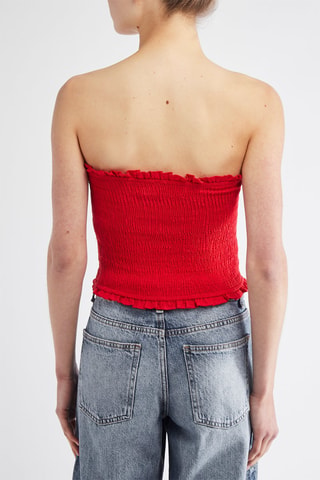 Top bustier en lin - Rouge