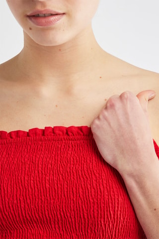 Top bustier en lin - Rouge