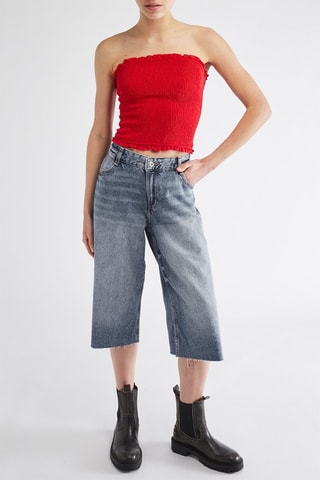 Top bustier en lin - Rouge