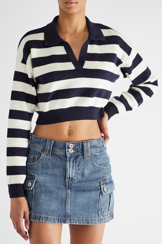 Pull court - Bleu marine et écru