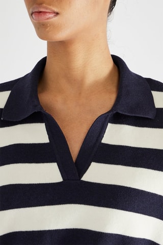 Pull court - Bleu marine et écru