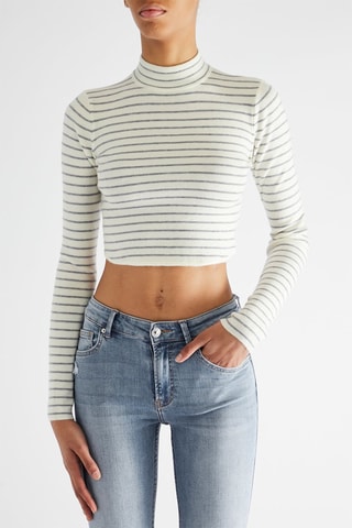 Pull court - Blanc et gris