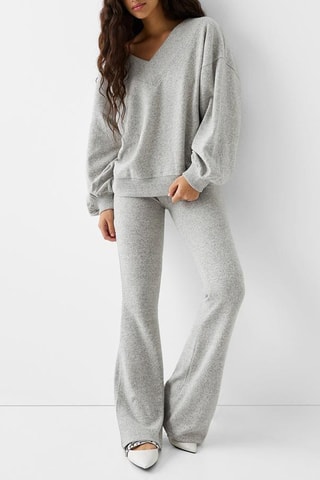 Pantalon flare taille haute - Gris