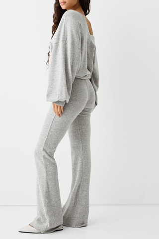 Pantalon flare taille haute - Gris