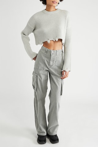 Pantalon cargo taille haute - Gris