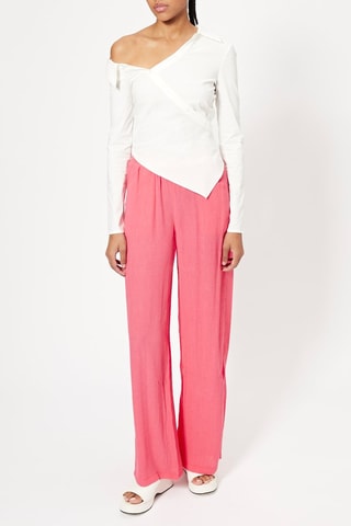 Pantalon wide legs taille haute - Rose