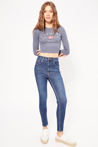 Jean skinny taille haute - Bleu foncé