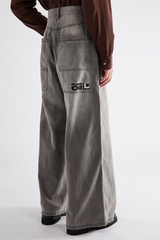 Jean wide legs taille haute - Gris