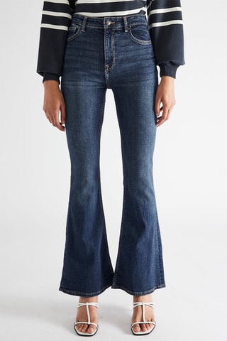 Jean flare taille haute - Bleu