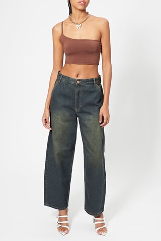Jean loose taille haute - Bleu et vert