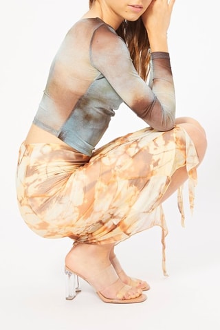 Crop top tie and dye - Gris et marron