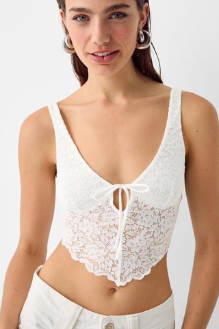 Crop top en dentelle - Blanc