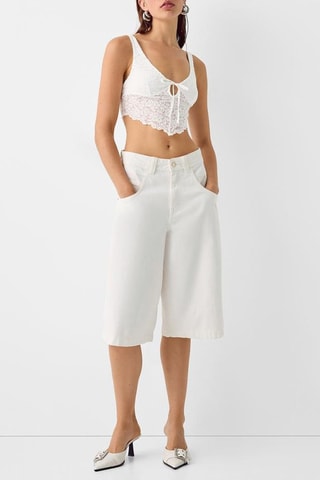 Crop top en dentelle - Blanc