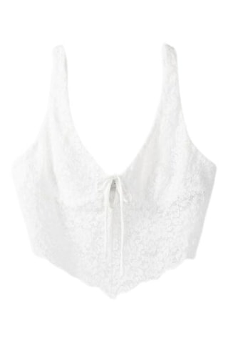 Crop top en dentelle - Blanc