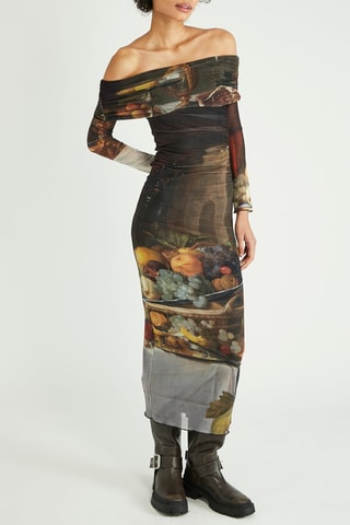 Robe longue - Noir et marron