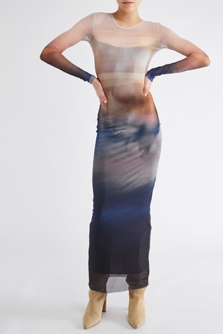 Robe longue - Beige et bleu