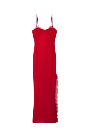 Robe droite en velours - Rouge