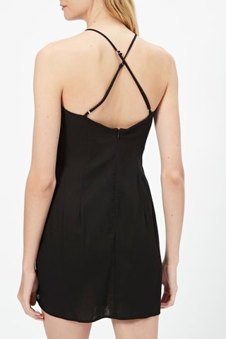 Vestido cruzado de lino Negro
