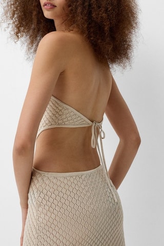 Vestido efecto doble prenda - Beige