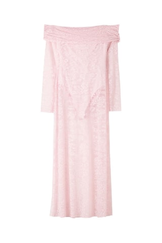 Robe midi en dentelle - Rose poudré