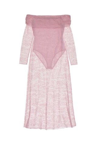 Robe midi en dentelle - Rose poudré