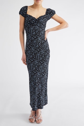 Robe midi - Noir et bleu
