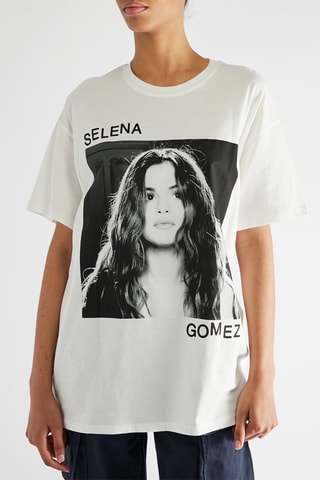 T-shirt oversize Selena Gomez - Blanc