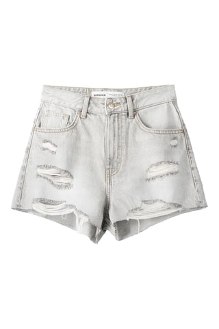 Short en jean - Gris clair